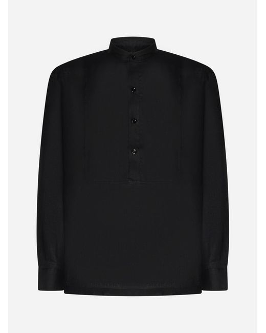 PT01 Black Mariner Linen Shirt for men