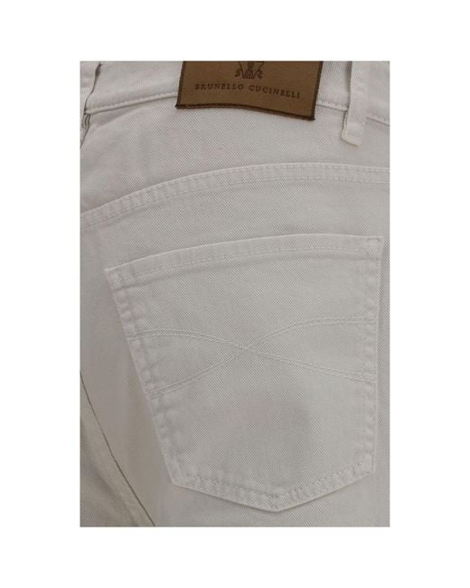 Brunello Cucinelli Gray White Cotton Straight for men