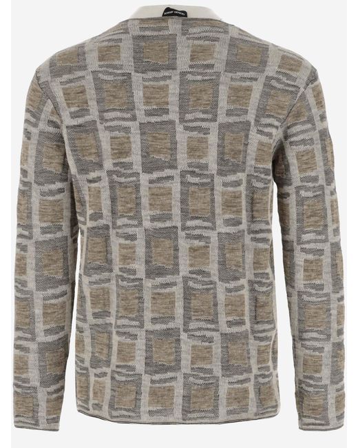 Giorgio Armani Gray Wool And Linen Blend Pullover for men