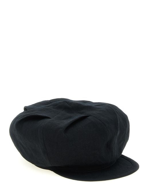 Yohji Yamamoto Black Linen Fatcap Hat for men