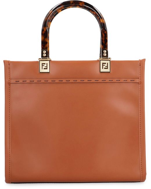 Fendi Brown Sunshine Small Leather Handbag