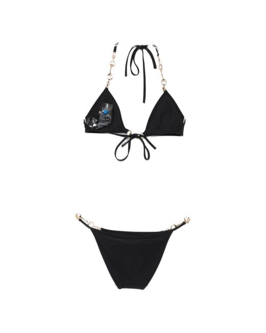 Gucci White Hobrsebit Detail Triangle Bikini Set
