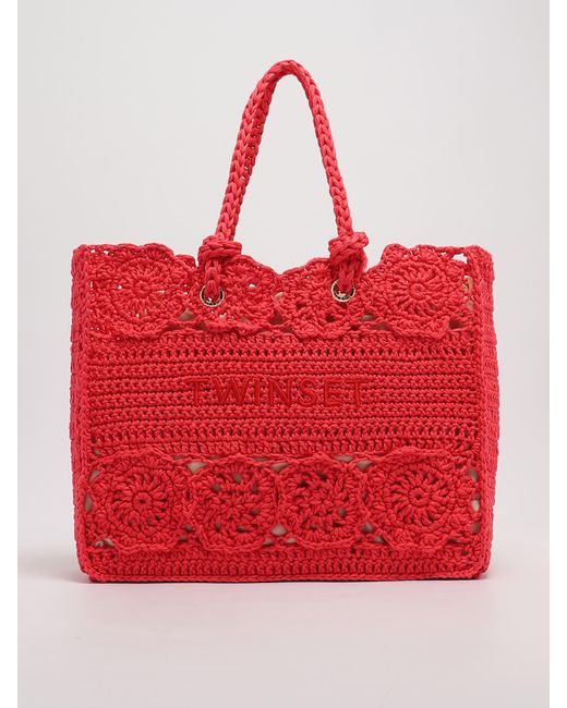 Twin Set Red Poliester Tote