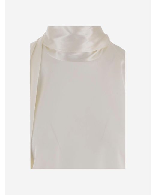 Bottega Veneta White Top Stretch Silk Satin Tops