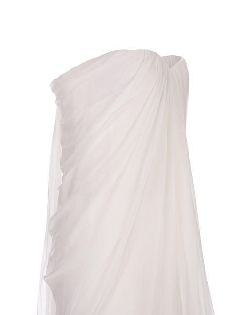 Alexander McQueen White Bustier Evening Dress