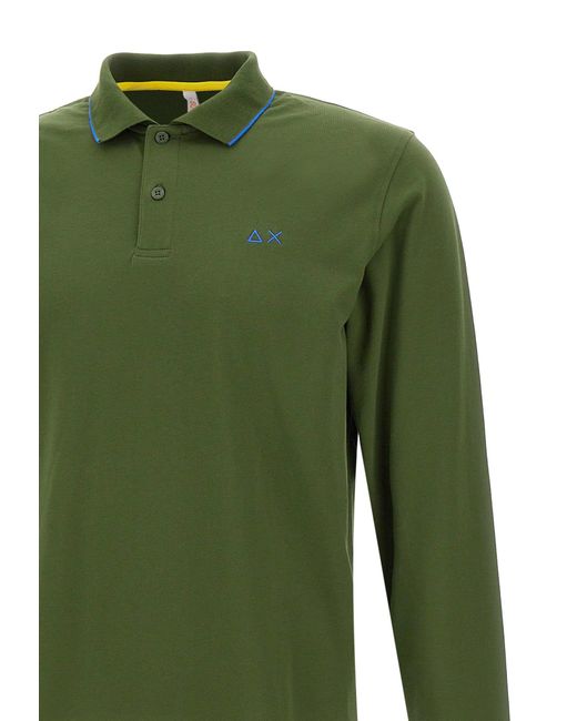 Sun 68 Green Small Stripes Polo Shirt Cotton for men