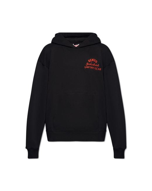 KENZO Black Hoodie With Logo for men