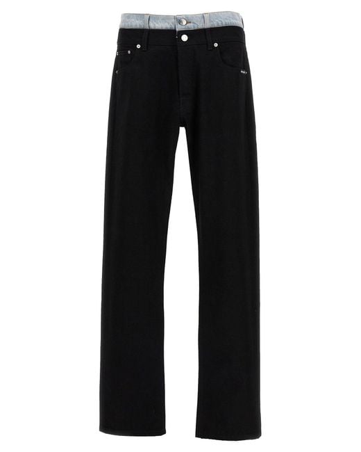 VTMNTS Black Contrast Double Waist Jeans