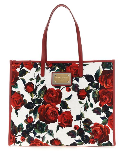 Dolce & Gabbana Red Floral Shopping Bag