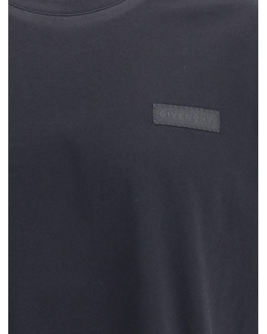 Givenchy Blue T-Shirt With Logoed Patch for men