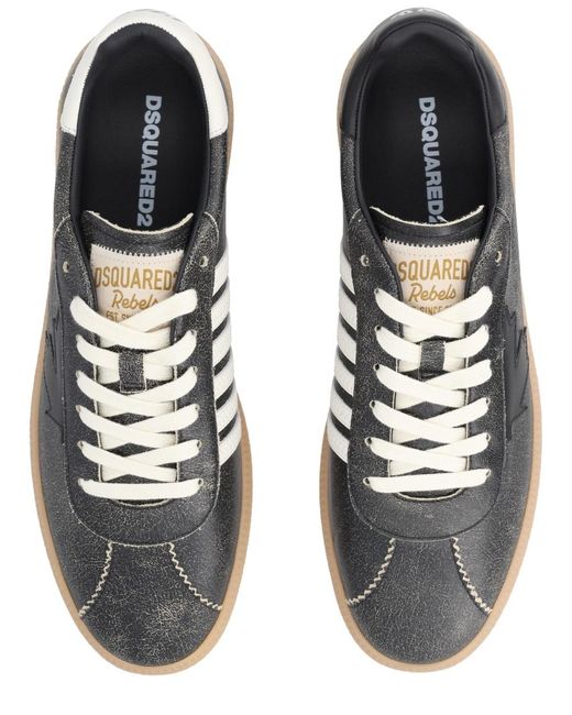 DSquared² Black Sneakers Rebels Calf Leather Trainers for men