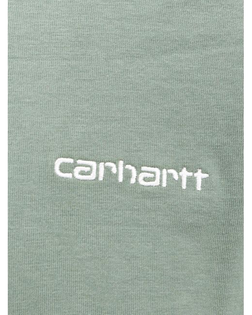 Carhartt Green Cotton T-Shirt With Embroidered Logo for men