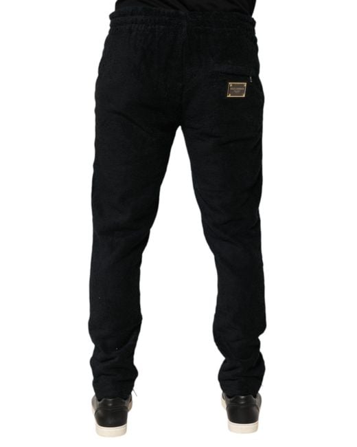 Dolce & Gabbana Black Terry Cloth Jogger Pants for men