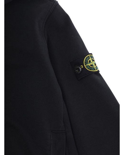Stone Island Blue Hoodie For Kids Cotton Hoods & Sweatshirts for men