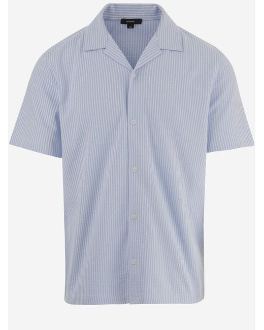 Vince Blue Stretch Cotton Shirt for men