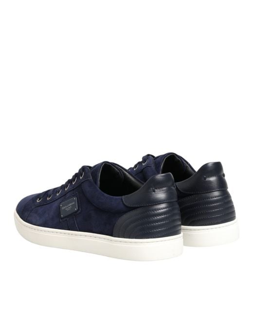 Dolce & Gabbana Blue Leather Suede Low Top Sneakers Shoes Goat for men