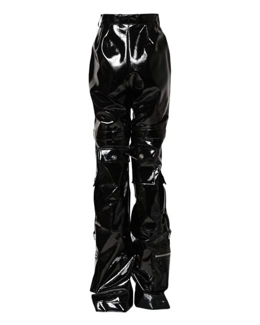 Dolce & Gabbana Black Cargo Style Shiny Pants