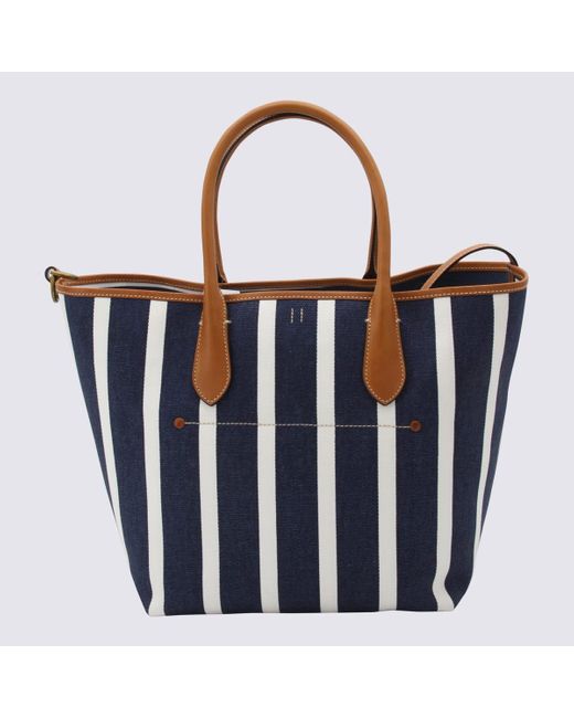 Polo Ralph Lauren Blue And Cotton Tote Bag