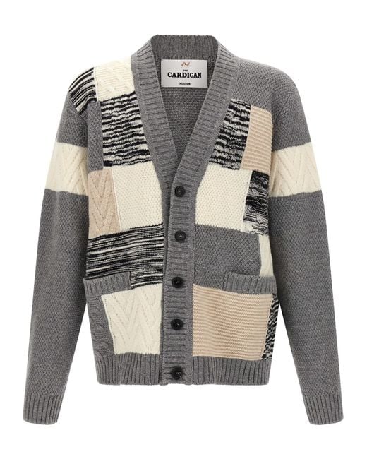 Missoni Men's Gray Patchwork Cardigan