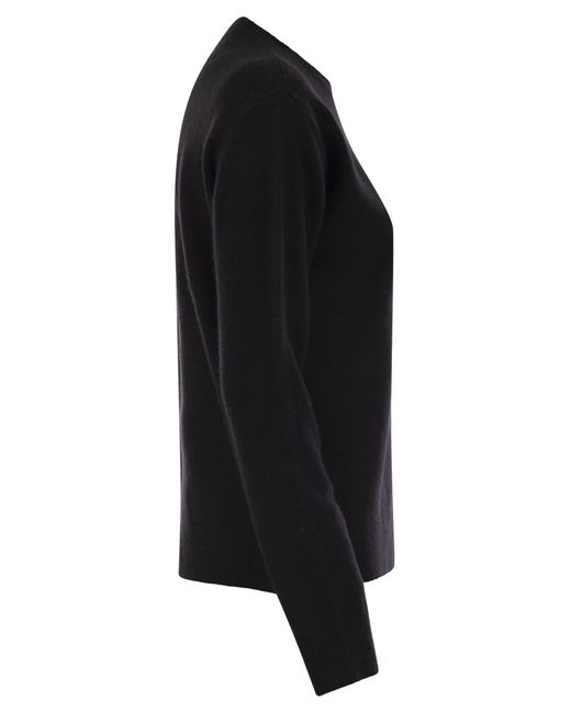 Mc2 Saint Barth Black Wool And Cashmere Blend Sweater With Embroidery Sono Nera