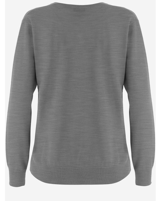 Dries Van Noten Gray Wool Sweater Merino