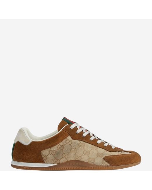 Gucci Brown Leather And Fabric Shift Sneakers Trainers for men