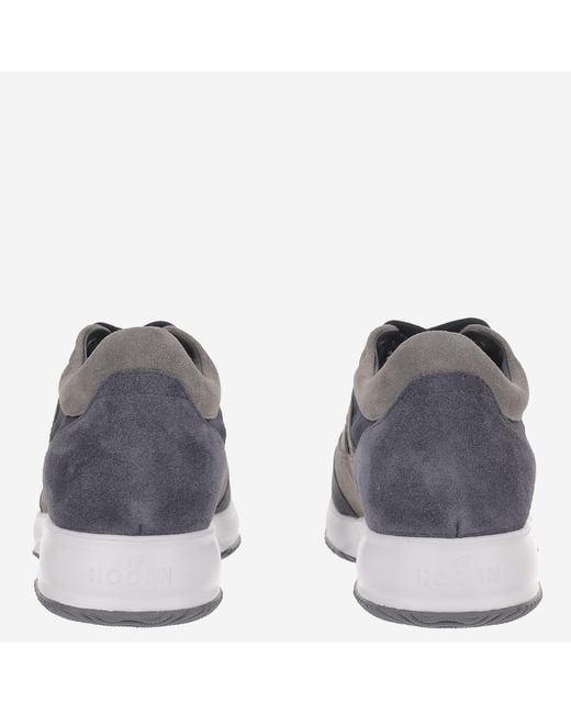 Hogan Gray Sneakers Interactive Suede-Mesh Suede And Mesh Trainers for men