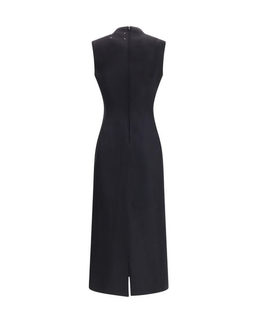 Maison Margiela Blue Sleeveless Virgin Wool Midi Dress Fleece Ovis Aries