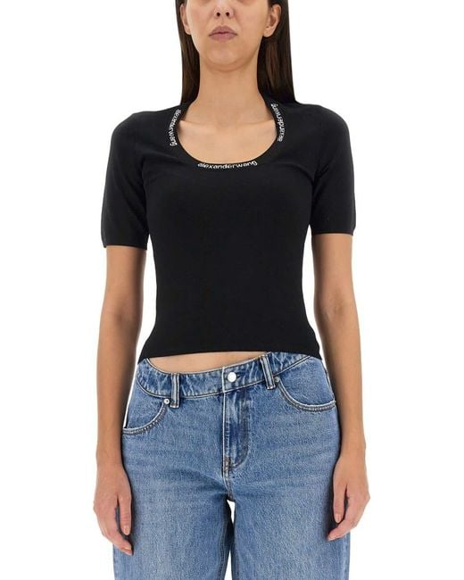 T By Alexander Wang Black T-shirt With Logo