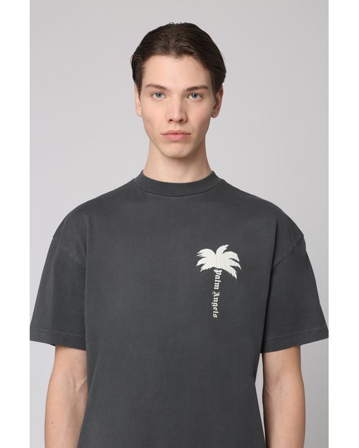 Palm Angels Black Cotton Crew-Neck T-Shirt T-Shirts for men