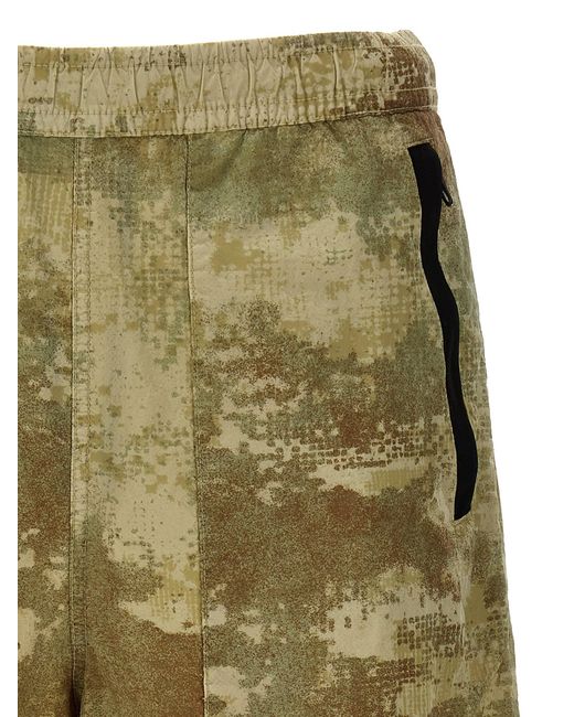 Stone Island Green Camouflage Cargo Bermuda Shorts for men