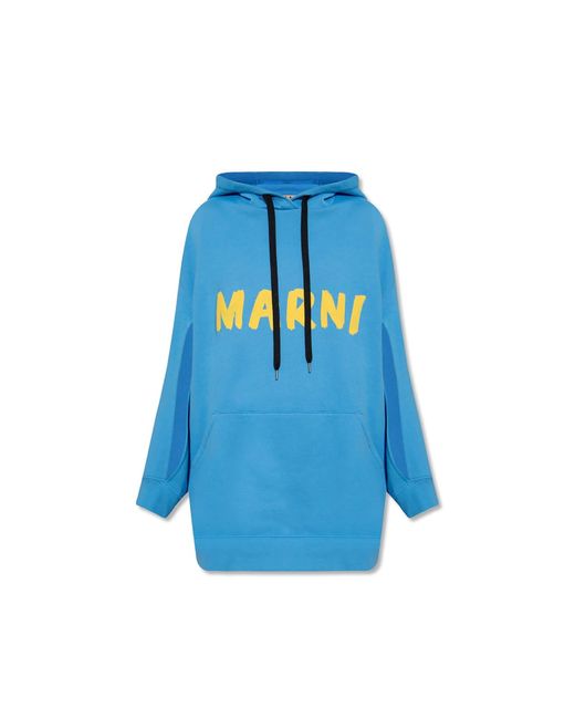 Marni Blue Oversize Hooded Sweatshirt