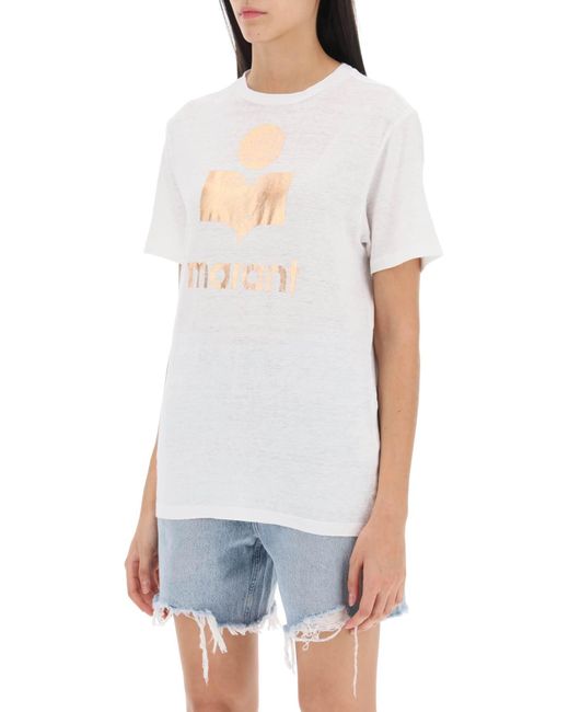 Isabel Marant White Isabel Marant Etoile Zewel T-shirt With Metallic Logo Print