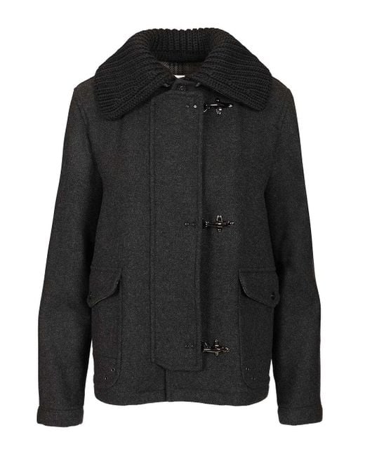 Fay Black 3-Hook Wool Jacket