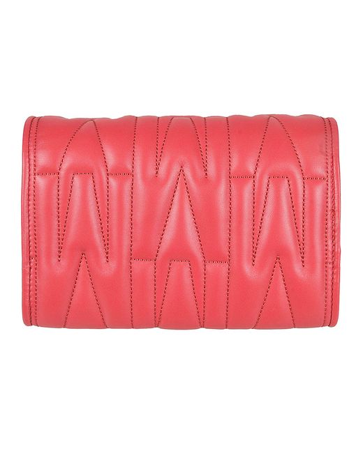 Moschino Red M Plaque Quilted Flap Chain Shoulder Bag