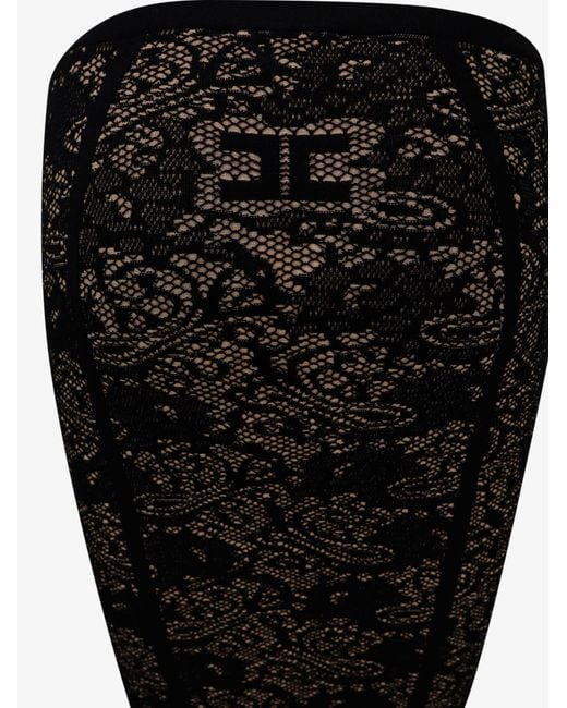 Elisabetta Franchi Black Embroidered Knitted Skirt Viscose