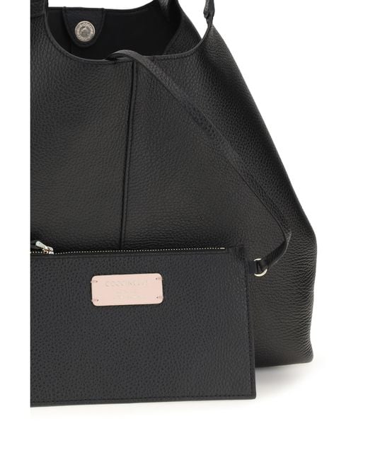 Coccinelle Black Large C-Easy Tote Bag Calf Leather Bos Taurus Shoulder
