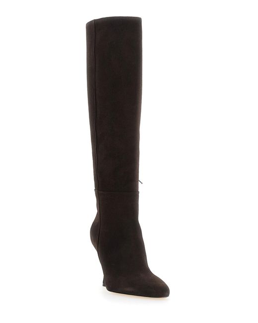 Semicouture Black Boots Lucinda Suede Viscose And Polyester