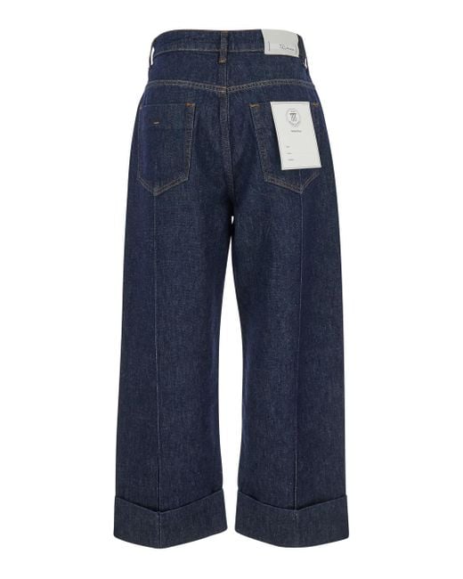 Tela Blue Brooklyn Jeans With Logo Patch On The Rear And Turn-Up Hem