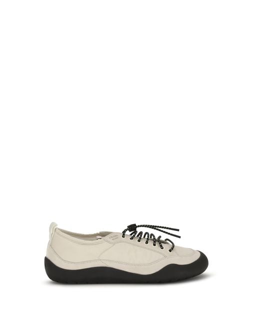 Prada White Leather And Fabric Sneakers for men