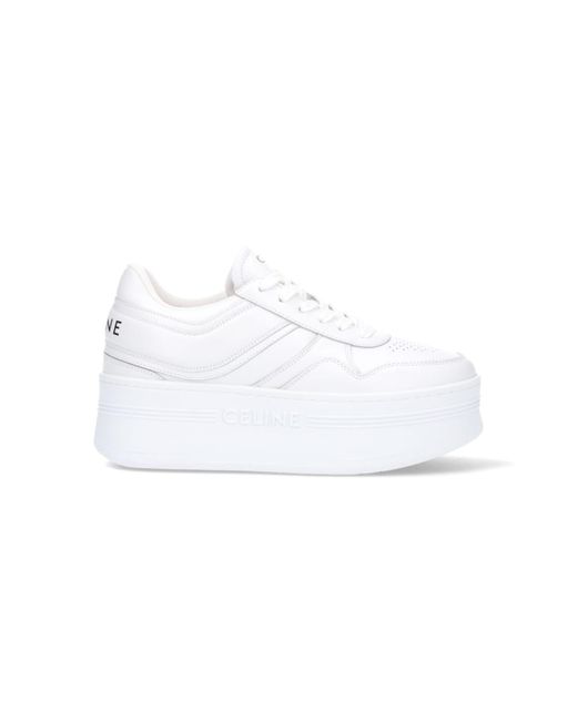 Céline White Logo Platform Sneakers