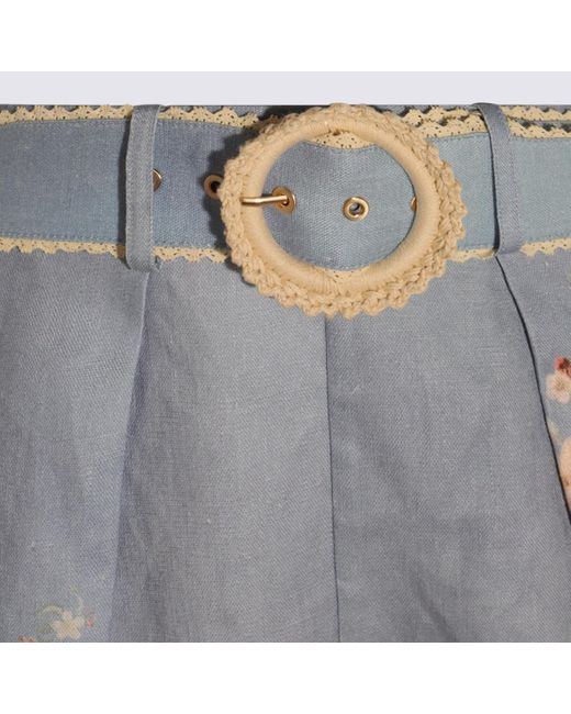 Zimmermann Blue Cascadian Tuck Light Ramie Shorts