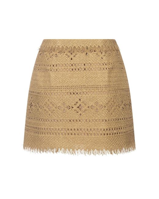 Ermanno Scervino Natural Macramé Lace Mini Skirt