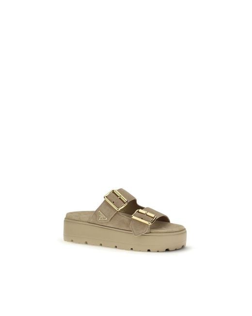 Prada Natural Calf Leather Bos Taurus Platform Sandals