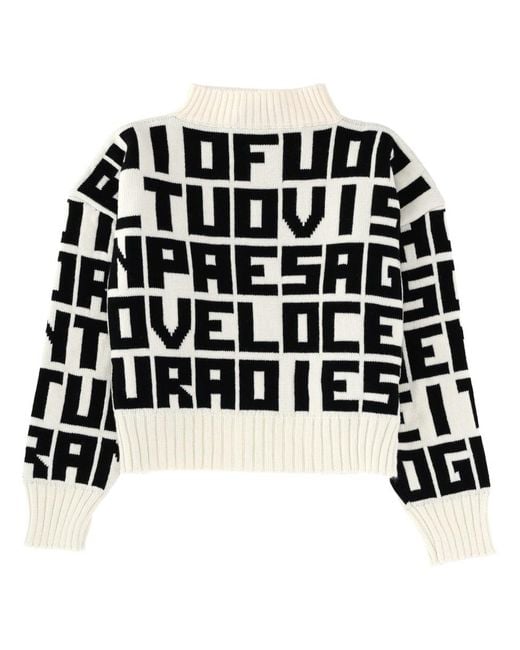 MSGM Black Lettered Sweater Virgin Wool Acrylic Jumpers