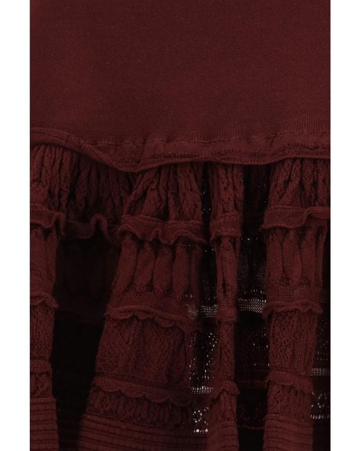 Alaïa Red Mini Skirt Crinoline Ruffle Wool (Ovis Aries)