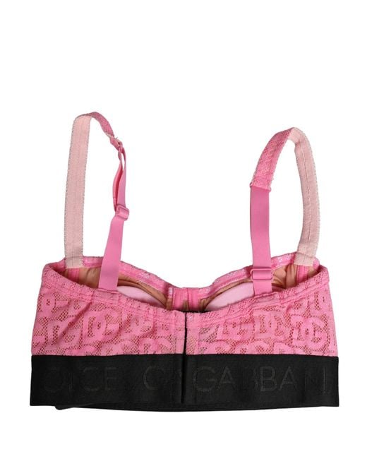 Dolce & Gabbana Pink Semi-Pad Underwire Balconette Bra Underwear Cotton Elastane Nylon Clothing