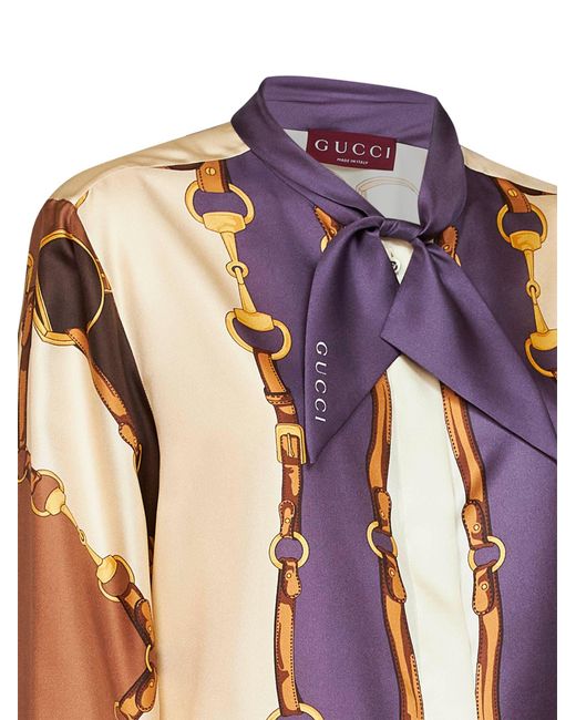 Gucci Multicolor Shirt Printed Silk Twill