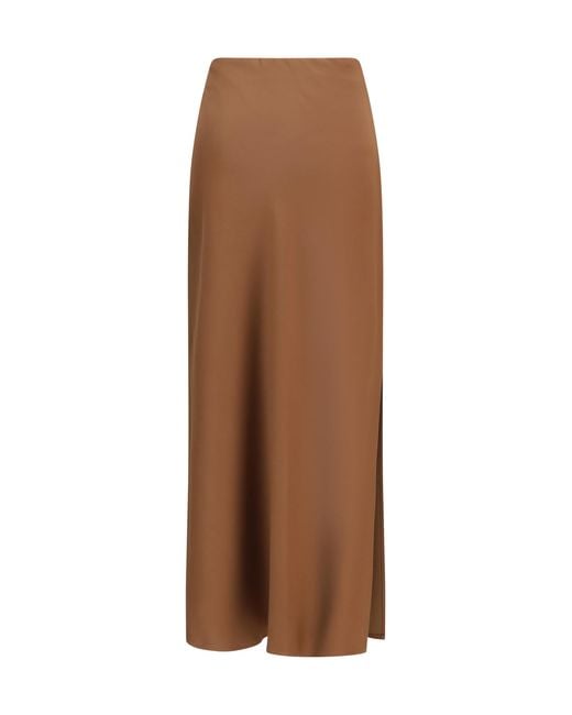 Brunello Cucinelli Brown Midi Skirt Acetate; Viscose