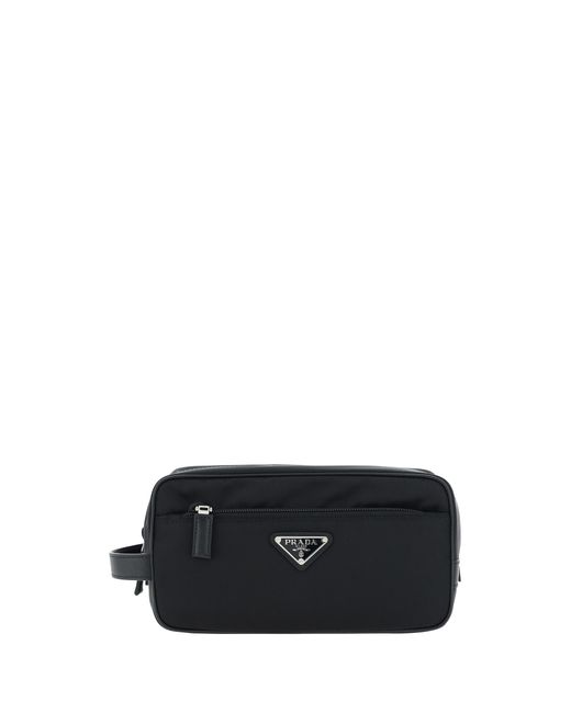 Prada Black Beauty Case Re-Nylon Polyamide Wash Bags for men